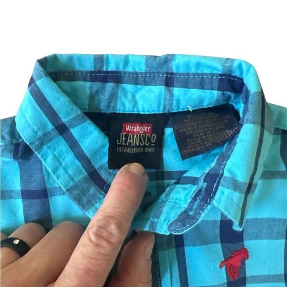 Wrangler Turquoise and Navy Checkered Infant - Picture 3 of 3